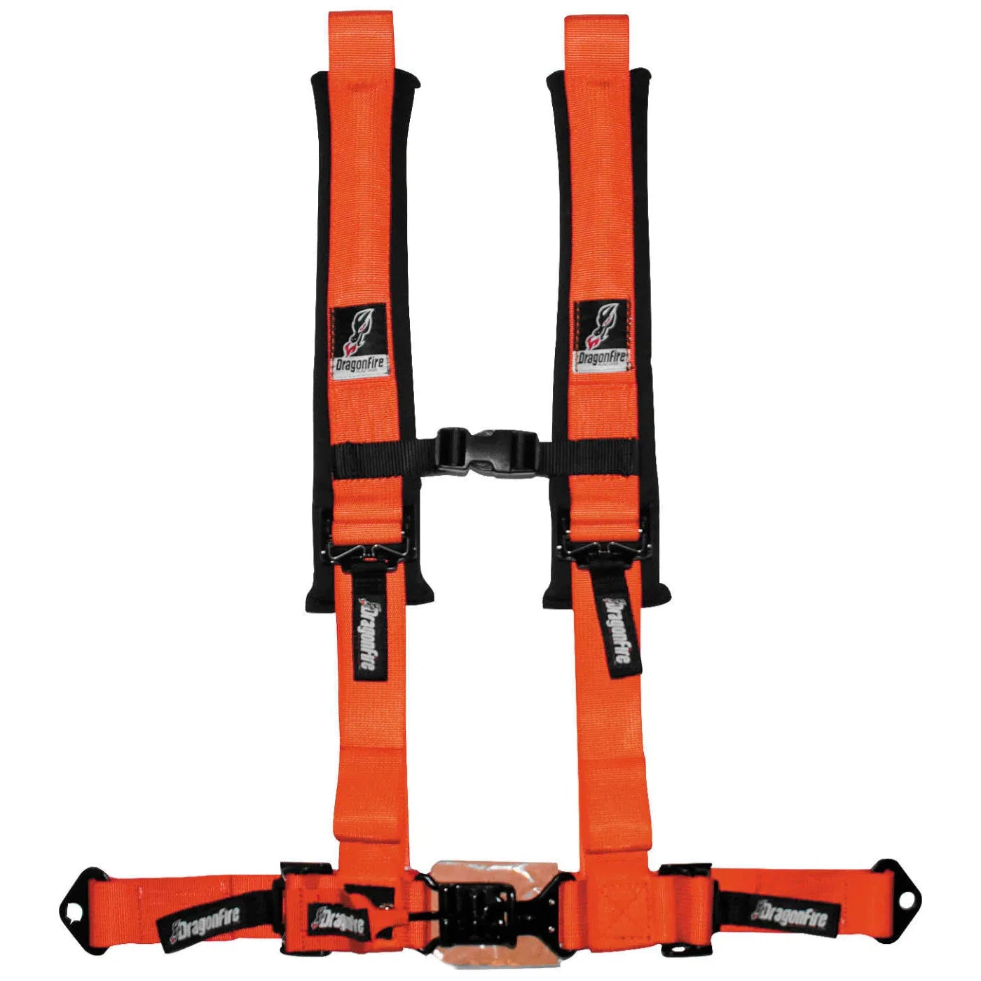 DragonFire Racing Harness Restraint - Orange - H Style - 4-Point - 2" Buckle - 14-0029