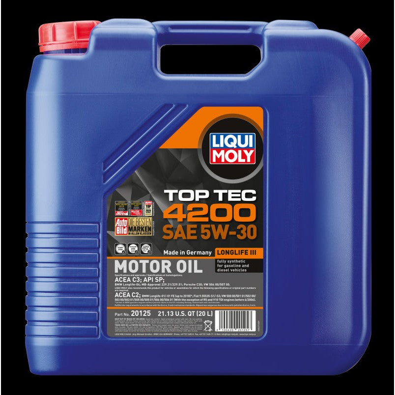 Liqui Moly 20L Top Tec 4200 New Generation SAE 5W30 Motor Oil 20125