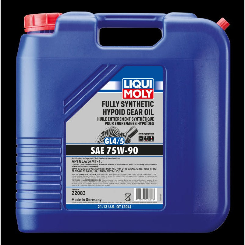 Liqui Moly 20L Hypoid (GL4/5) Synthetic 75W90 Gear Oil 22083