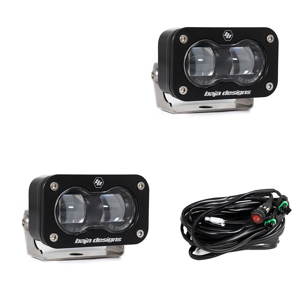 Baja Designs Auxiliary LED Light Pod Pair S2 Series SAE Pattern Clear Lens Universal 237801