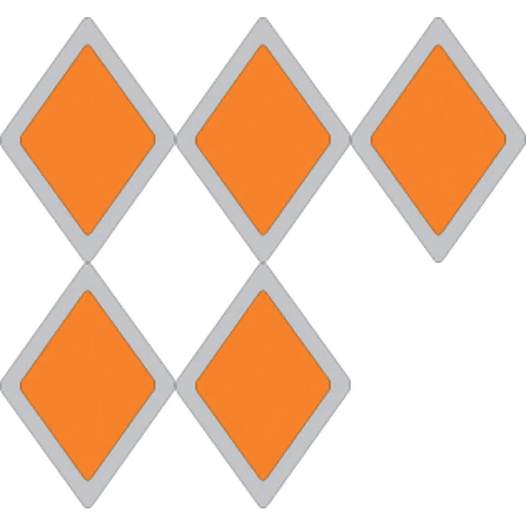 Set of 5 Orange Plastic Reflective Snowmobile Trail Blazer Diamond