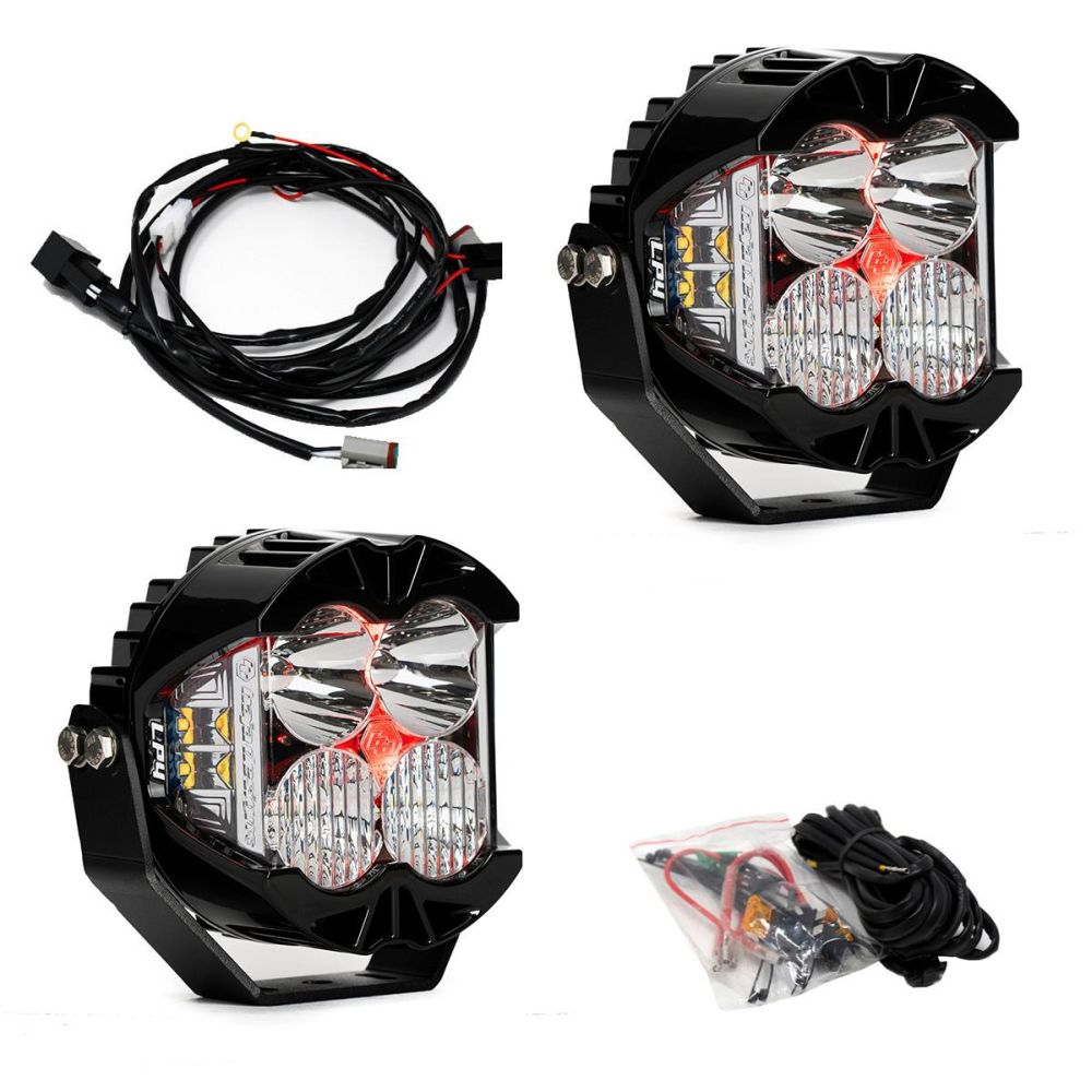 Baja Designs Auxiliary LED Light Pod Pair Red Backlight LP4 Pro Series Driving/Combo Pattern Clear Lens Universal 297814