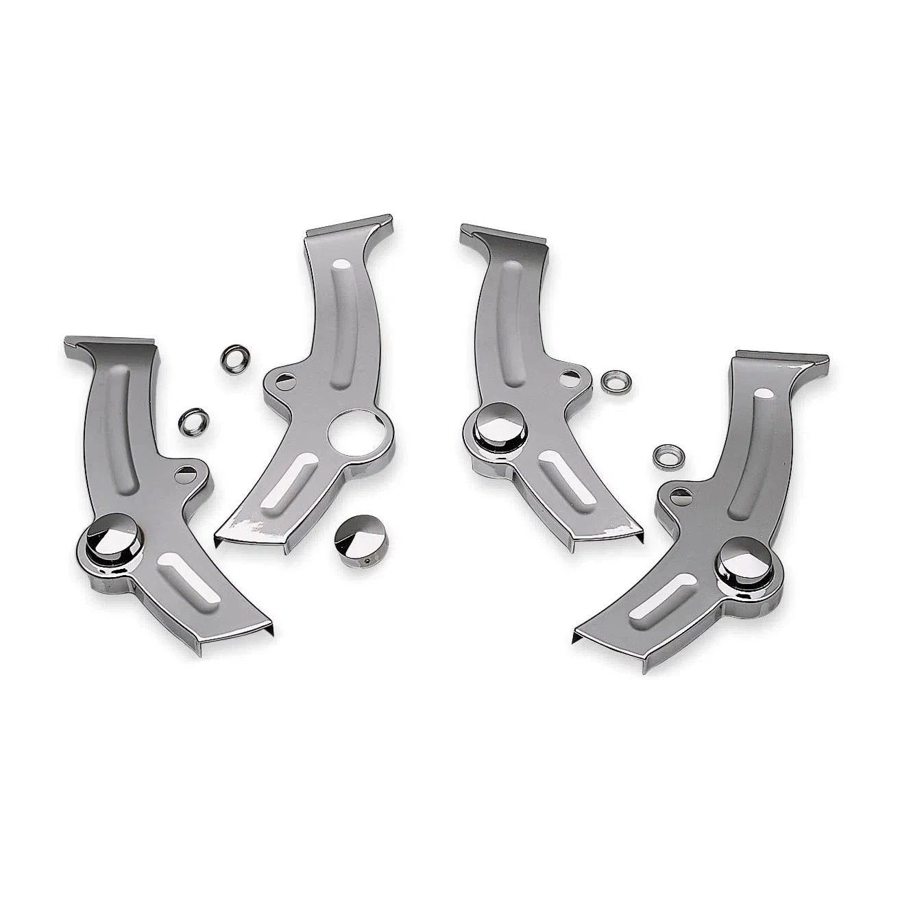 Harley FLSTN Softail Deluxe 2008-2013Boomerang Frame Covers Chrome by Kuryakyn