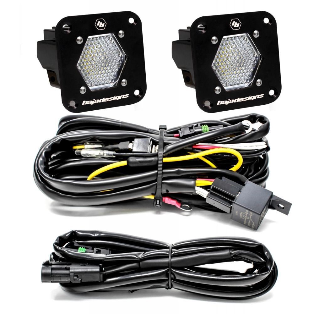 Baja Designs Reverse LED Light Pod Each Black Flush Mount S1 Series Work/Scene Pattern Clear Lens Universal 387809