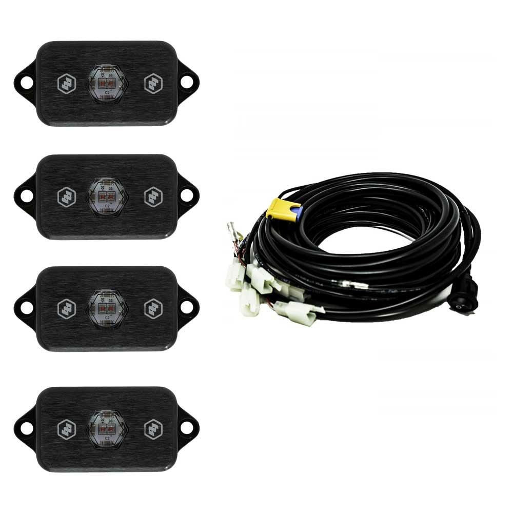 Baja Designs Rock Light Kit Set Of 4 Red Lens Universal 447055