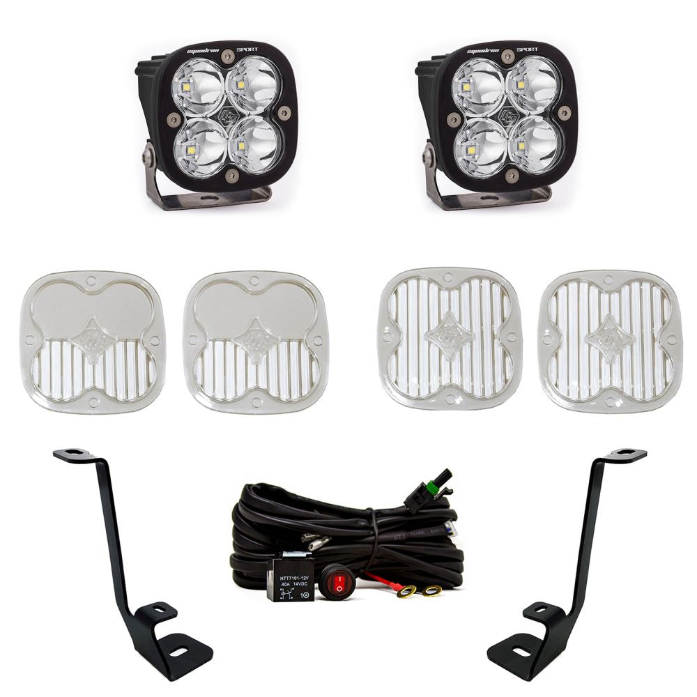 Baja Designs A-Pillar Light Kit Pair Squadron Sport Series Spot Pattern Clear Lens Toggle Wiring 447695