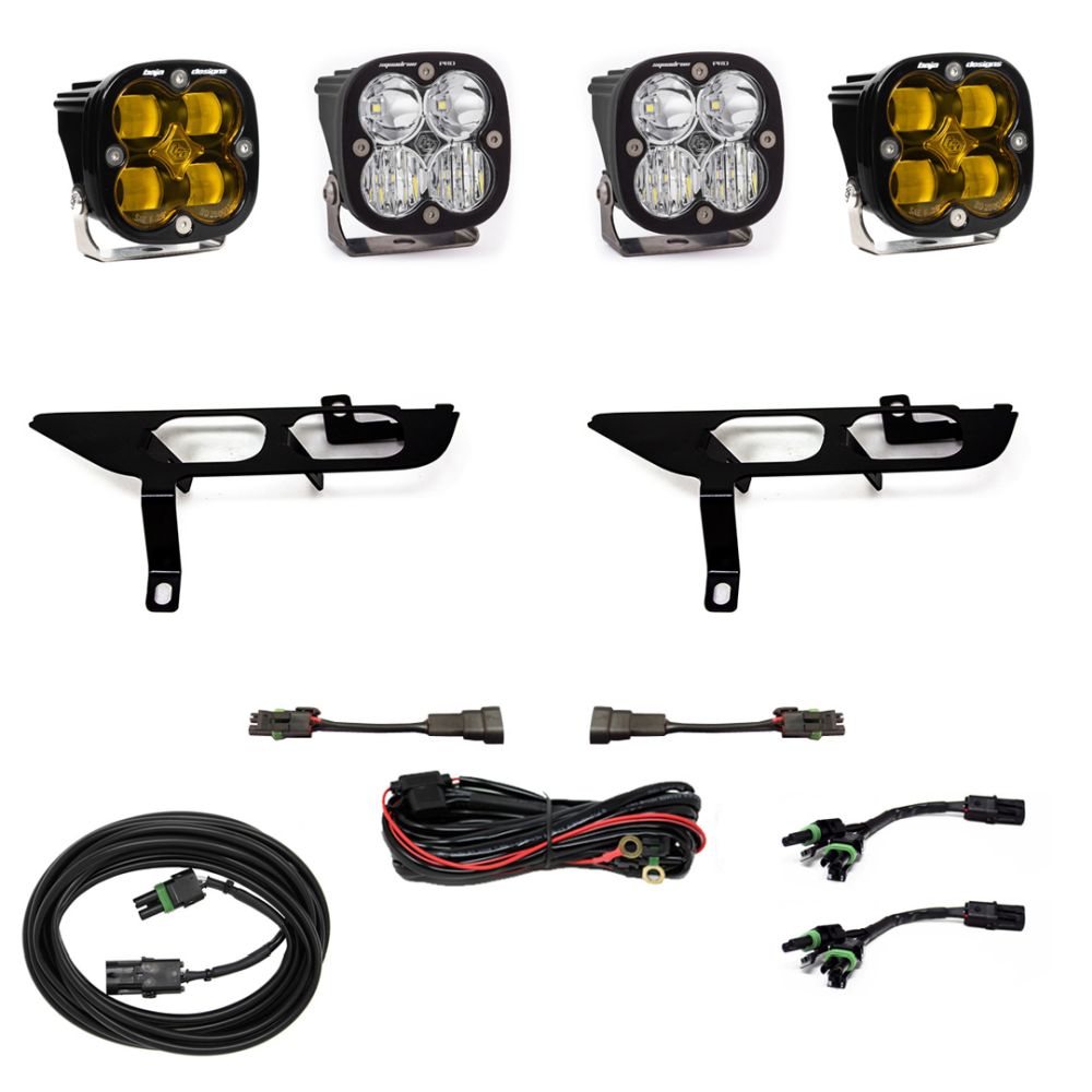 Baja Designs Fog Pocket Light Kit Squadron Pro Series SAE Pattern Baja Amber Lens Toggle Wiring 447700