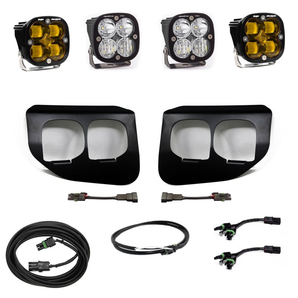 Baja Designs Fog Pocket Light Kit Squadron Pro Series SAE Pattern Baja Amber Lens Upfitter Wiring 447737UP