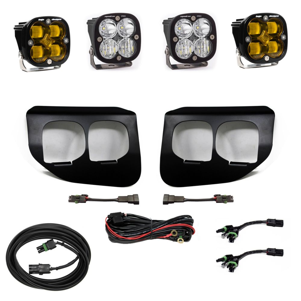 Baja Designs Fog Pocket Light Kit Squadron Pro Series SAE Pattern Baja Amber Lens Toggle Wiring 447737