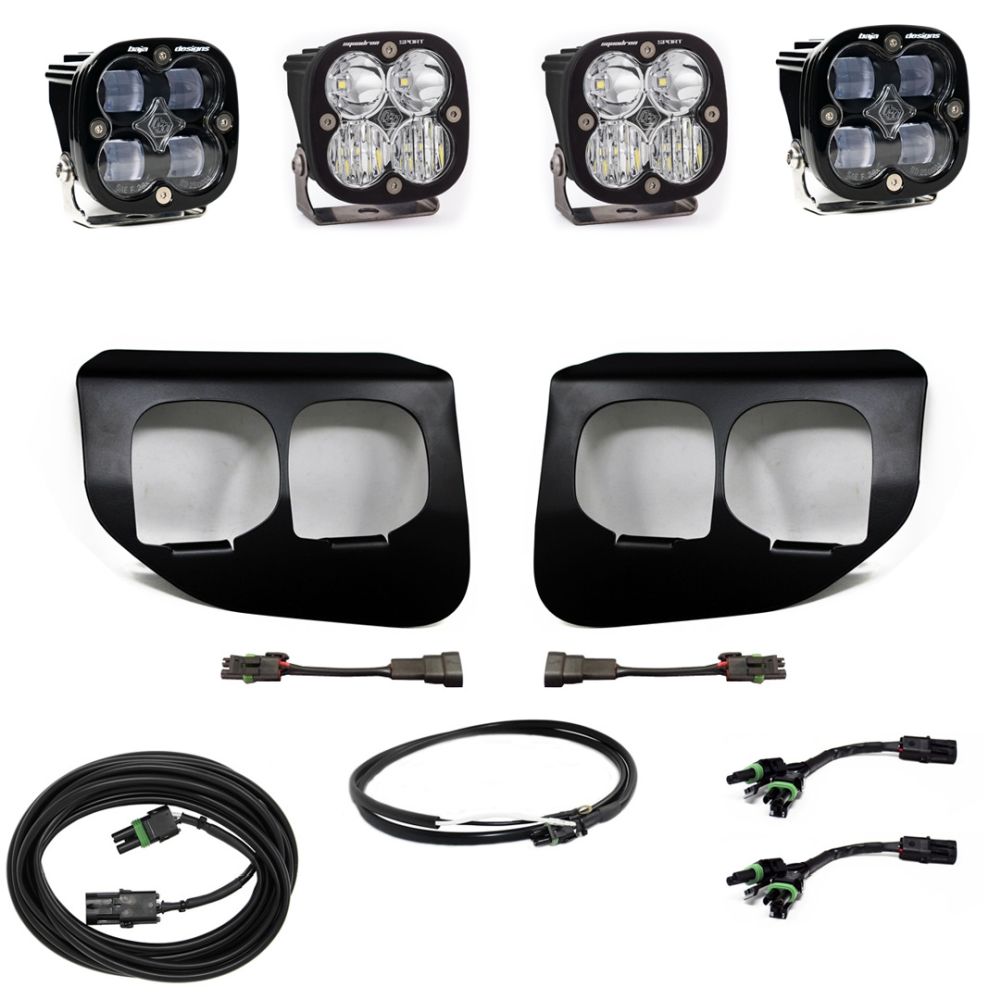 Baja Designs Fog Pocket Light Kit Squadron / Sport Series SAE Pattern Clear Lens Upfitter Wiring 447738UP