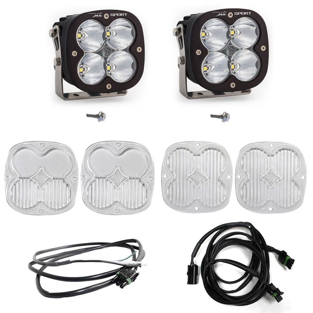 Baja Designs A-Pillar Light Kit Pair XL Sport Series Spot Pattern Clear Lens Upfitter Wiring 447753UP