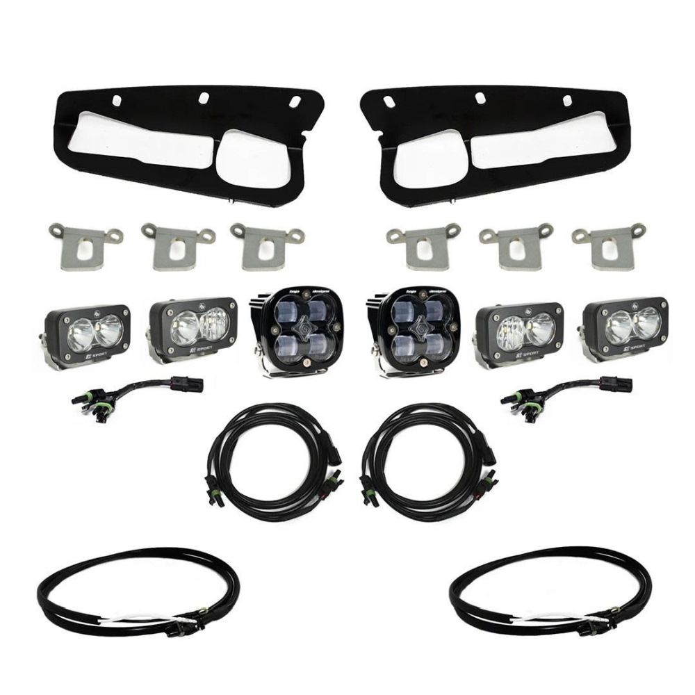 Baja Designs Fog Pocket Light Kit Dual S2 Sport Series SAE Pattern Clear Lens Upfitter Wiring 447761UP