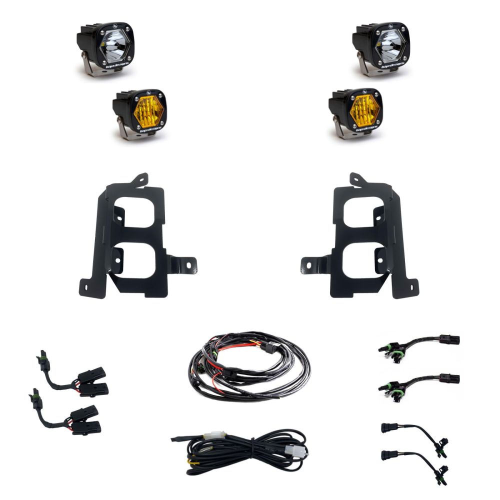 Baja Designs Fog Pocket Light Kit Dual S1 Series Wide Cornering Pattern Clear Lens 448084