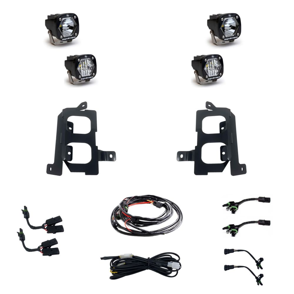 Baja Designs Fog Pocket Light Kit Dual S1 Series Wide Cornering Pattern Clear Lens 448085