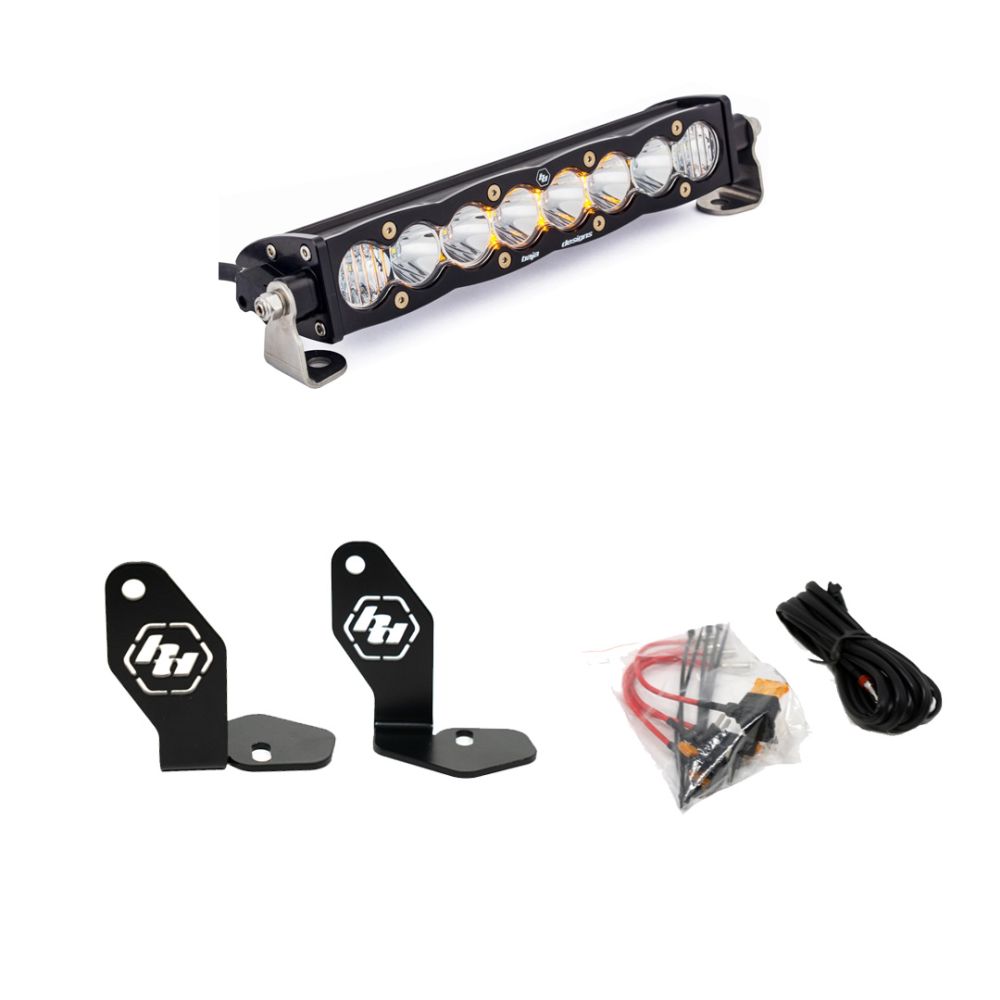 Baja Designs Hood Mount Light Bar Kit 10 inch S8 Series Driving/Combo Pattern Baja Amber Lens 448102