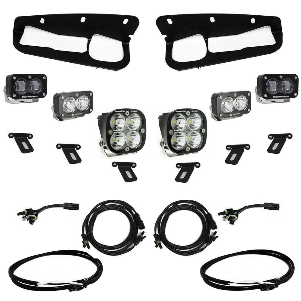 Baja Designs Fog Pocket Light Kit S2 SAE / Sportsman Series Multi Pattern Clear Lens Upfitter Wiring 448174UP