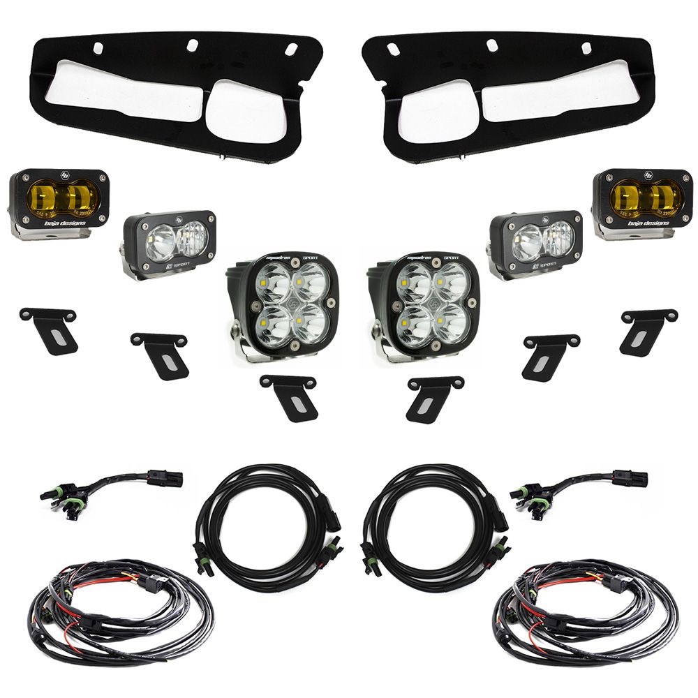 Baja Designs Fog Pocket Light Kit S2 SAE / Sportsman Series Multi Pattern Baja Amber Lens Toggle Wiring 448178