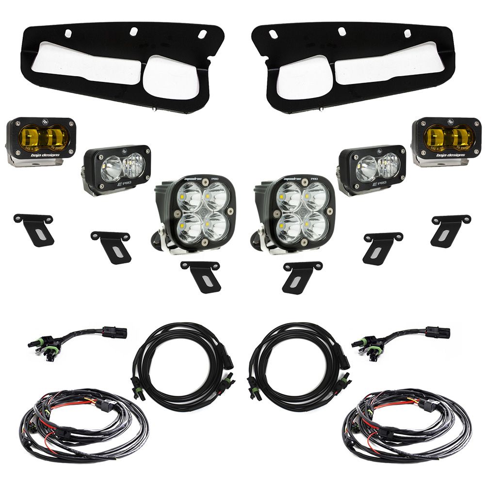 Baja Designs Fog Pocket Light Kit S2 SAE / Pro Series Multi Pattern Clear Lens Toggle Wiring 448179