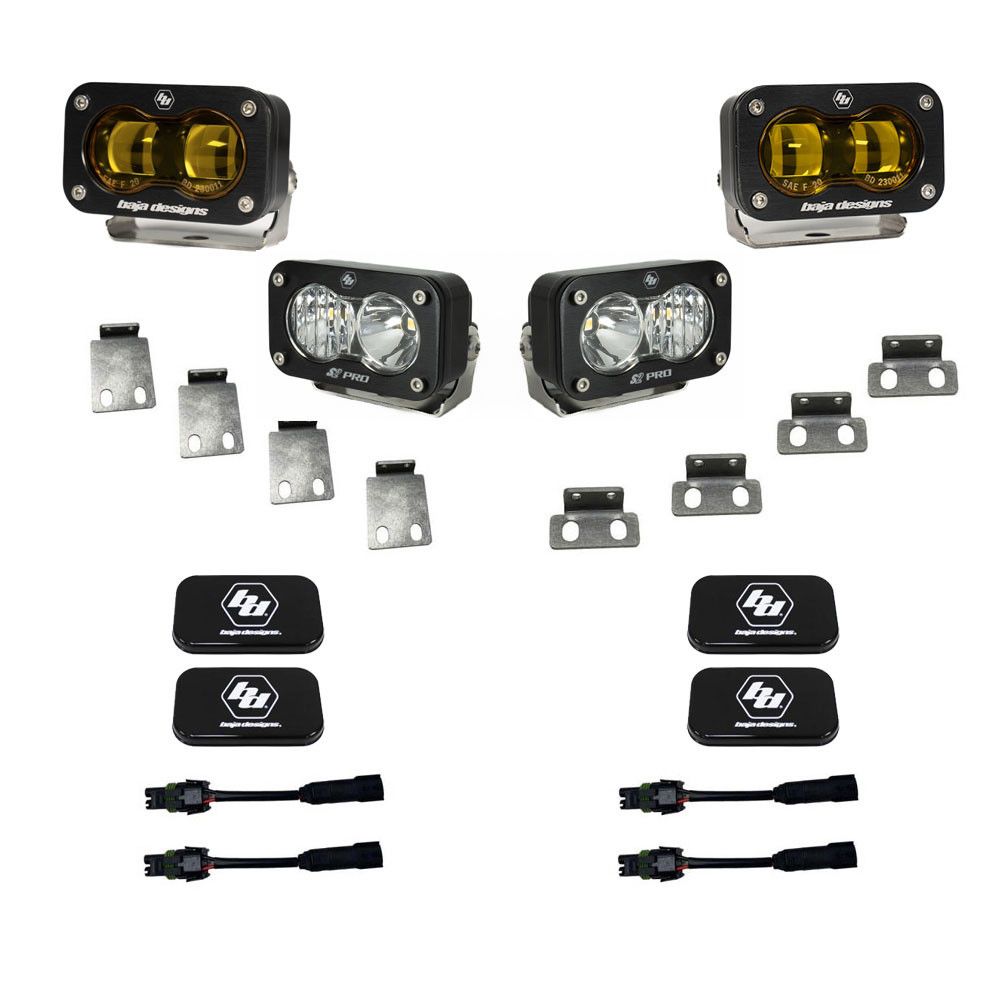 Baja Designs Fog Pocket Light Kit S2 SAE / Pro Series Multi Pattern Baja Amber Lens 448183