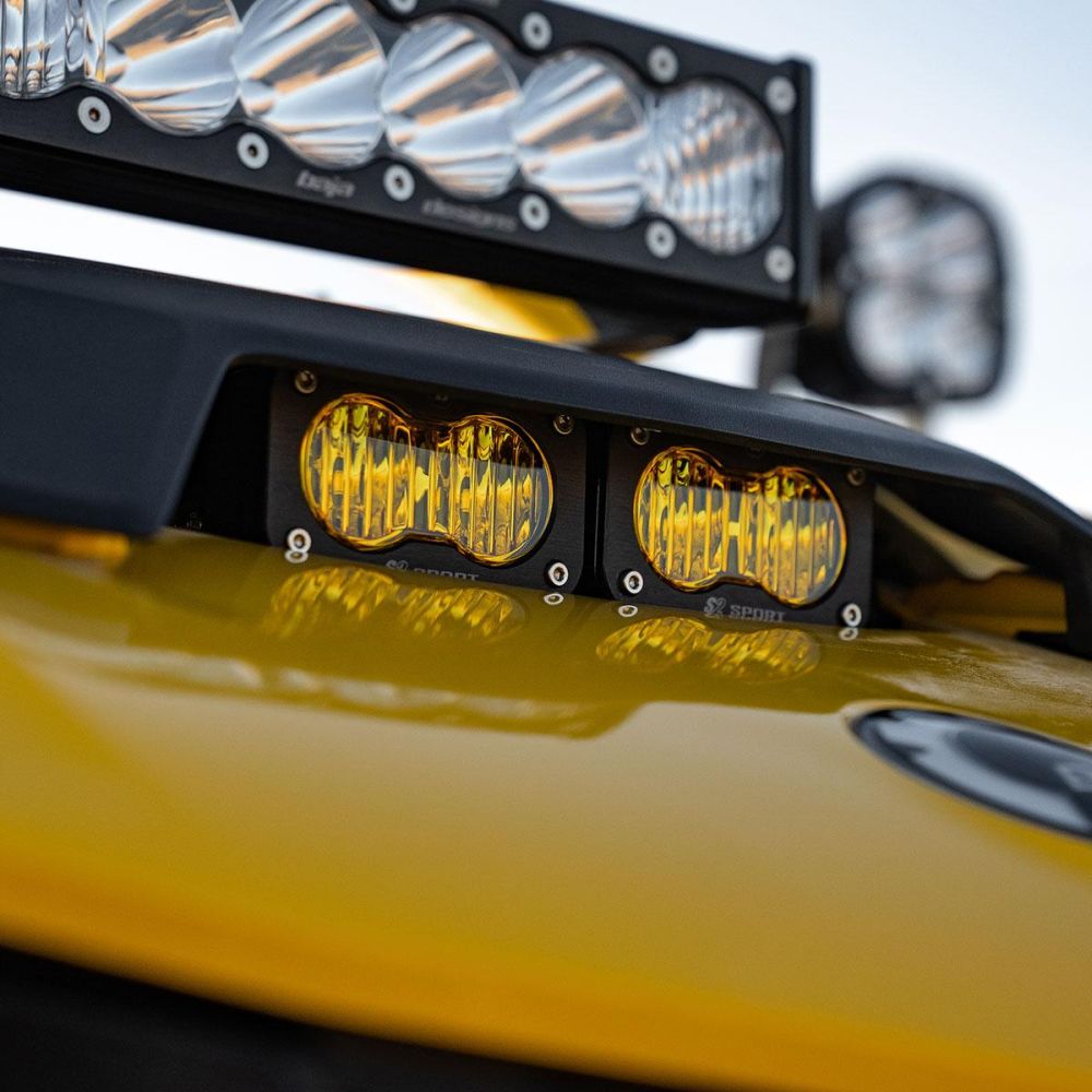 Baja Designs Hood Mount Light Kit S2 Pro Series Wide Cornering Pattern Baja Amber Lens For Can-Am Maverick R 2024 448208