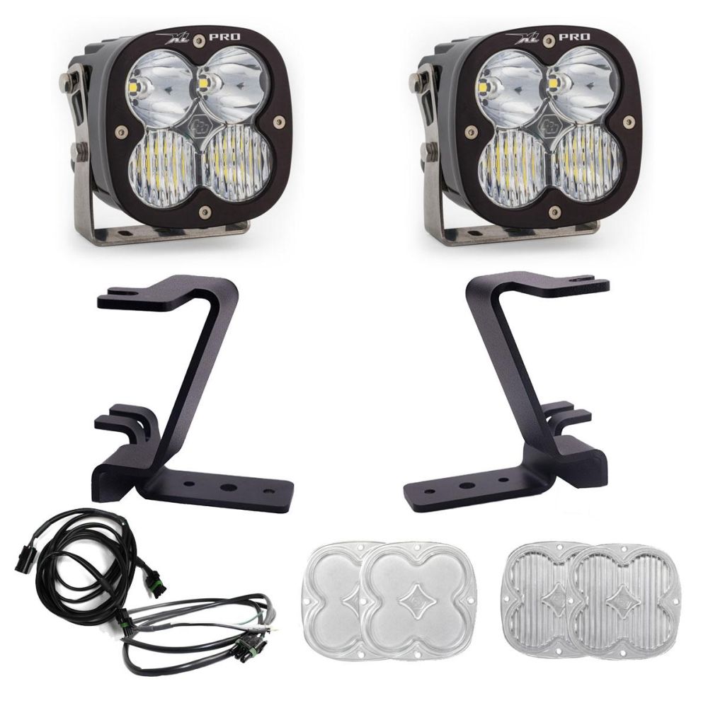 Baja Designs A-Pillar Light Kit Pair XL Pro Series Driving/Combo Pattern Clear Lens Upfitter Wiring 448211UP