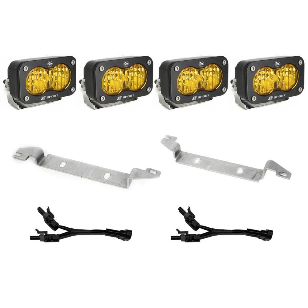 Baja Designs Fog Pocket Light Kit Dual S2 Sport Series Wide Cornering Pattern Baja Amber Lens 448259