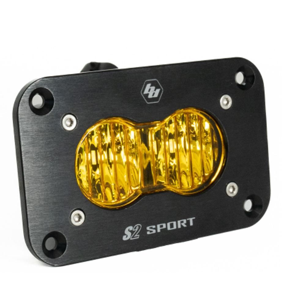 Baja Designs Auxiliary LED Light Pod Each Black Flush Mount S2 Sport Series Wide Cornering Pattern Baja Amber Lens Universal 541015