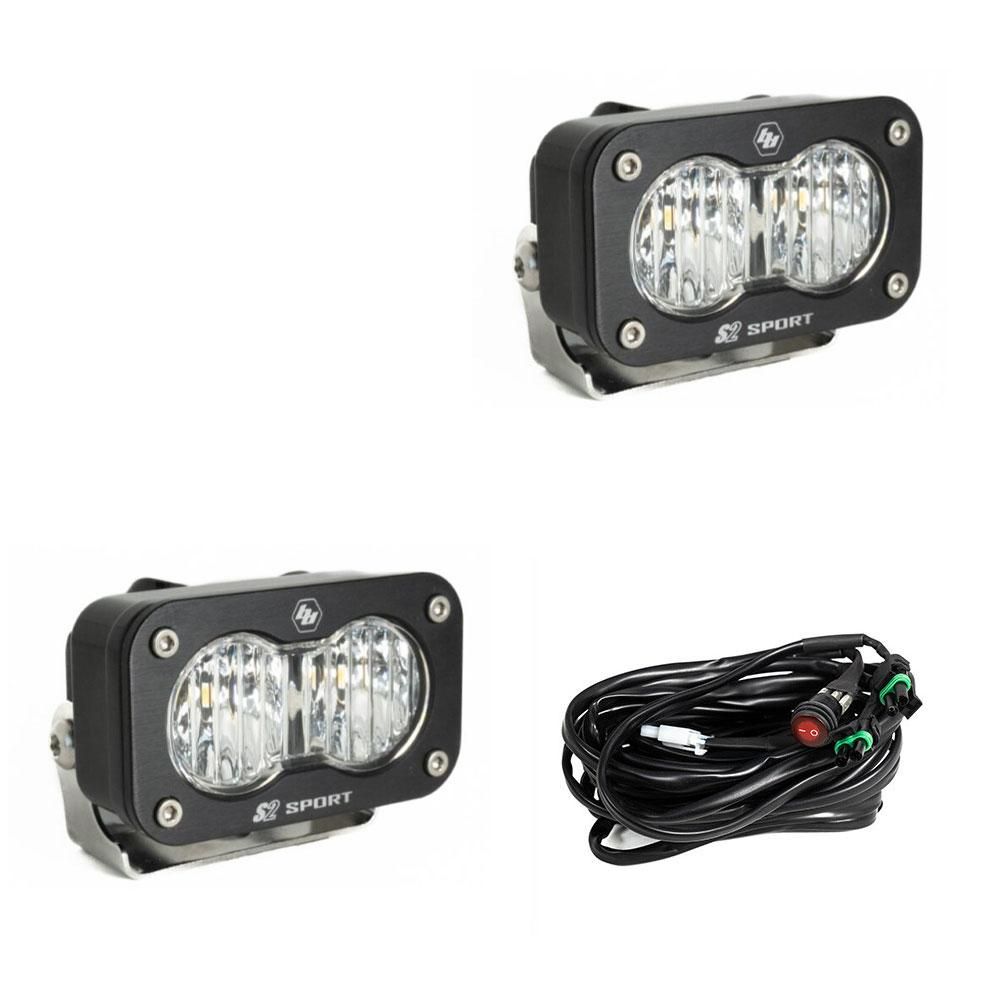 Baja Designs Auxiliary LED Light Pod Pair S2 Sport Series Wide Cornering Pattern Clear Lens Universal 547805