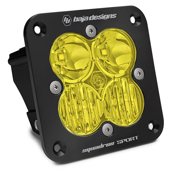 Baja Designs Auxiliary LED Light Pod Each Black Angle Flush Mount Squadron Sport Series Wide Cornering Pattern Baja Amber Lens Universal 551013