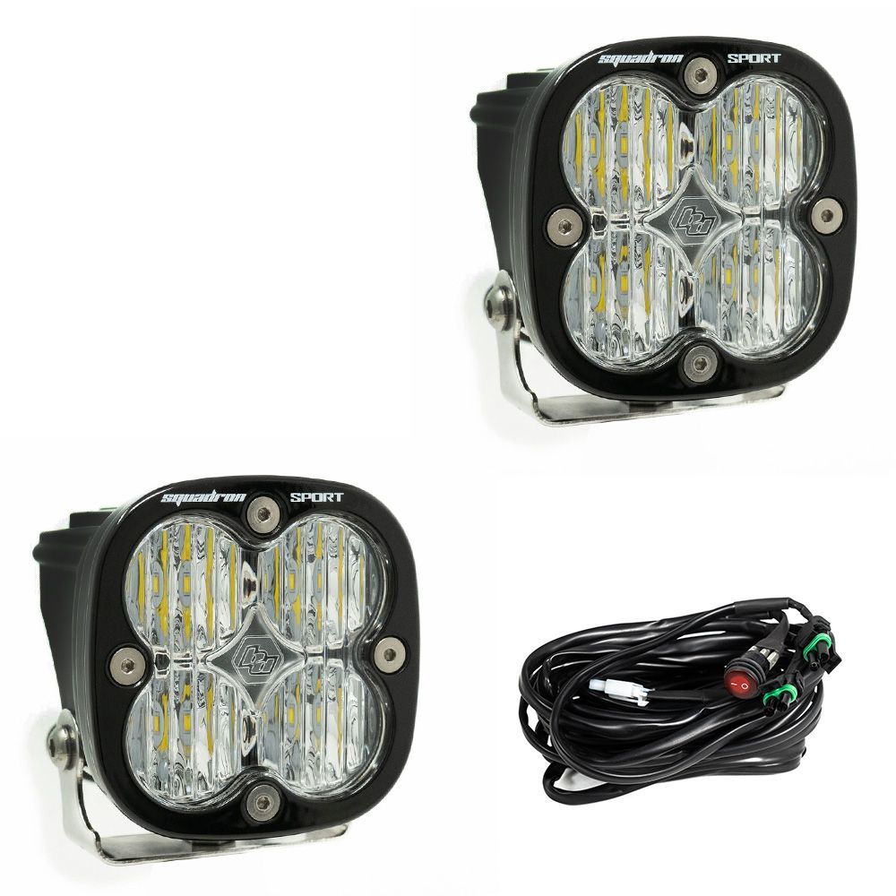 Baja Designs Auxiliary LED Light Pod Pair Squadron Sport Series Wide Cornering Pattern Clear Lens Universal 557805