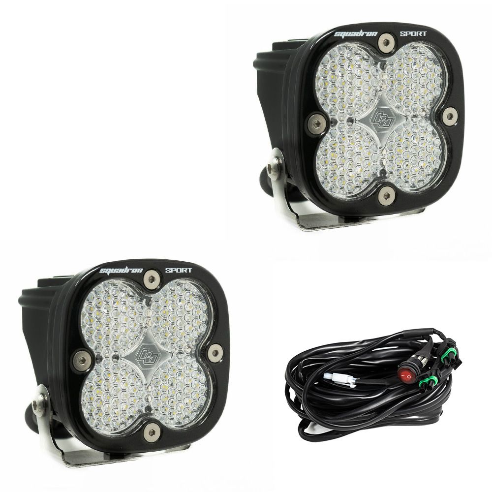 Baja Designs Auxiliary LED Light Pod Pair Squadron Sport Series Work/Scene Pattern Clear Lens Universal 557806