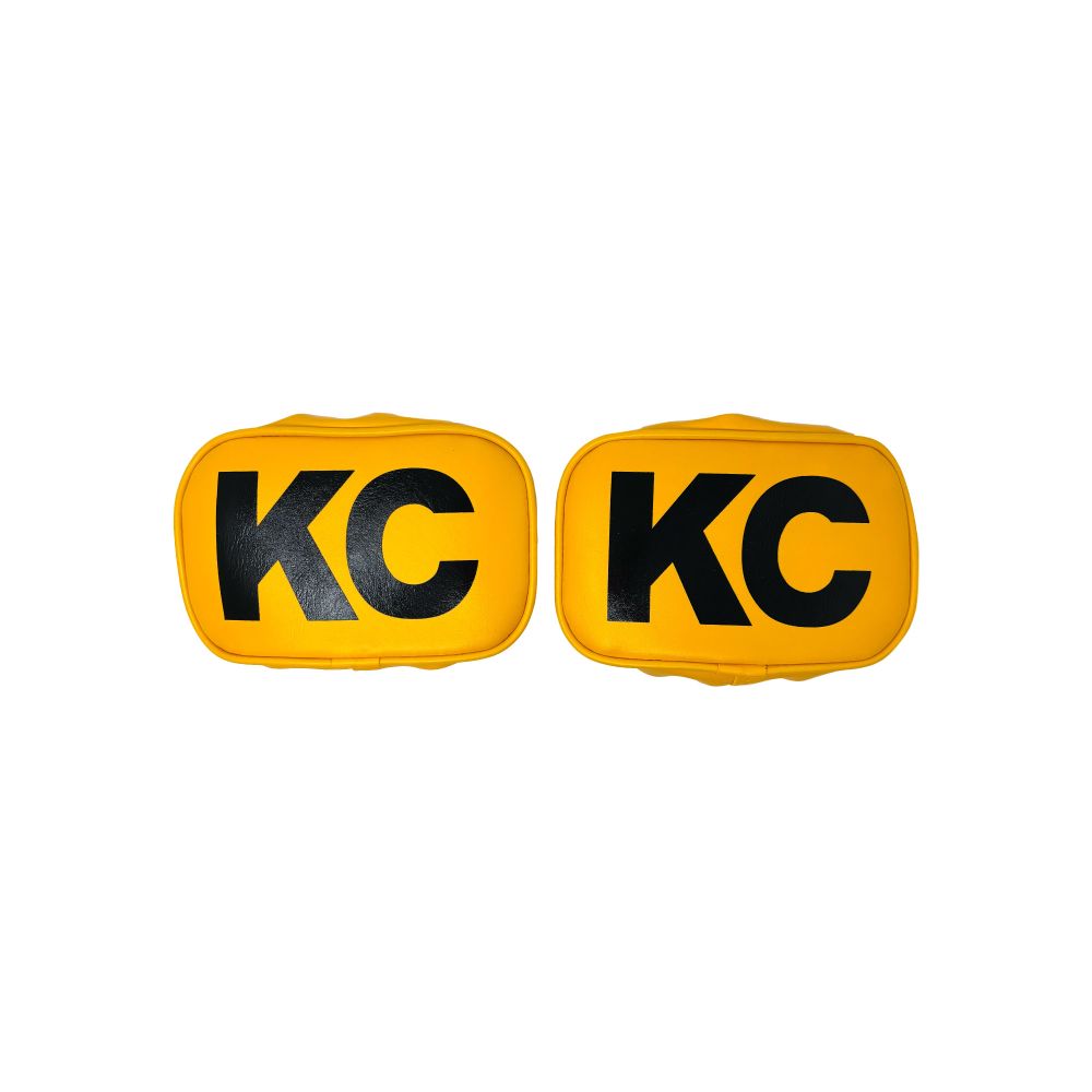 KC HiLiTES Cover; Retro 5x7" Rectangular Vinyl Yellow w/ Black KC Soft (pr)