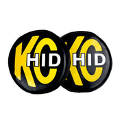 KC HiLiTES 8" Light Cover - Soft Vinyl - Pair - Black w/ Yellow KC HID Logo