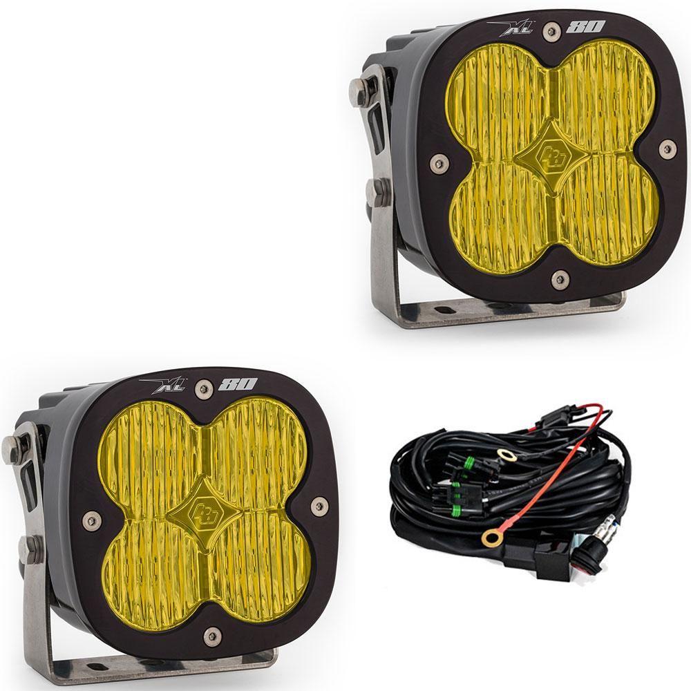 Baja Designs Auxiliary LED Light Pod Pair XL80 Series Wide Cornering Pattern Baja Amber Lens Universal 677815