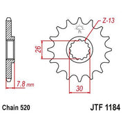 JT Sprockets Front Steel Sprocket 18 Tooth 18T 520 Chain JTF1184.18