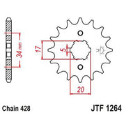 JT Sprockets Front Steel Sprocket 17 Tooth 17T 428 Chain JTF1264.17