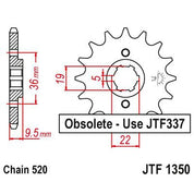 JT Sprockets Front Steel Sprocket 13 Tooth 13T 520 Chain JTF1350.13