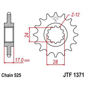 JT Sprockets Front Steel Countershaft Sprocket 14 Tooth 14T 525 Chain