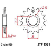 JT Sprockets Front Steel Sprocket 14 Tooth 14T 520 Chain JTF1581.14