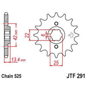 JT Sprockets Front Steel Sprocket 14 Tooth 14T 525 Chain JTF291.14