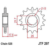 JT Sprockets Front Steel Sprocket 14 Tooth 14T 525 Chain JTF297.14