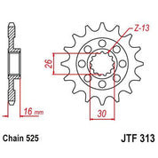 JT Sprockets Front Steel Sprocket 16 Tooth 16T 525 Chain JTF313.16