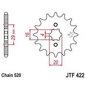 JT Sprockets Front Steel Countershaft Sprocket 12 Tooth 12T 520 Chain JTF422.12