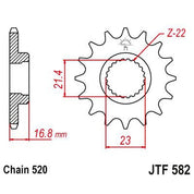 JT Sprockets Front Steel Countershaft Sprocket 16 Tooth 16T 520 Chain JTF582.16