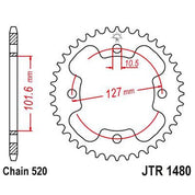 JT Sprockets Rear Steel Sprocket 37 Tooth 37T 520 Chain JTR1480.37