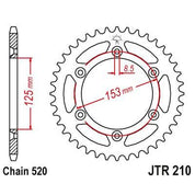 JT Sprockets Rear Steel Sprocket 44 Tooth 44T 520 Chain JTR210.44
