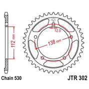 JT Sprockets Rear Steel Sprocket 45 Tooth 45T 530 Chain JTR302.45