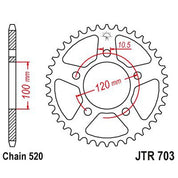 JT Sprockets Rear Steel Sprocket 47 Tooth 47T 520 Chain JTR703.47