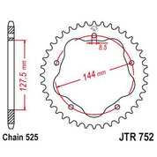 JT Sprockets Rear Steel Sprocket 39 Tooth 39T 525 Chain JTR752.39