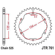 JT Sprockets Rear Steel Sprocket 38 Tooth 38T 525 Chain JTR761.38